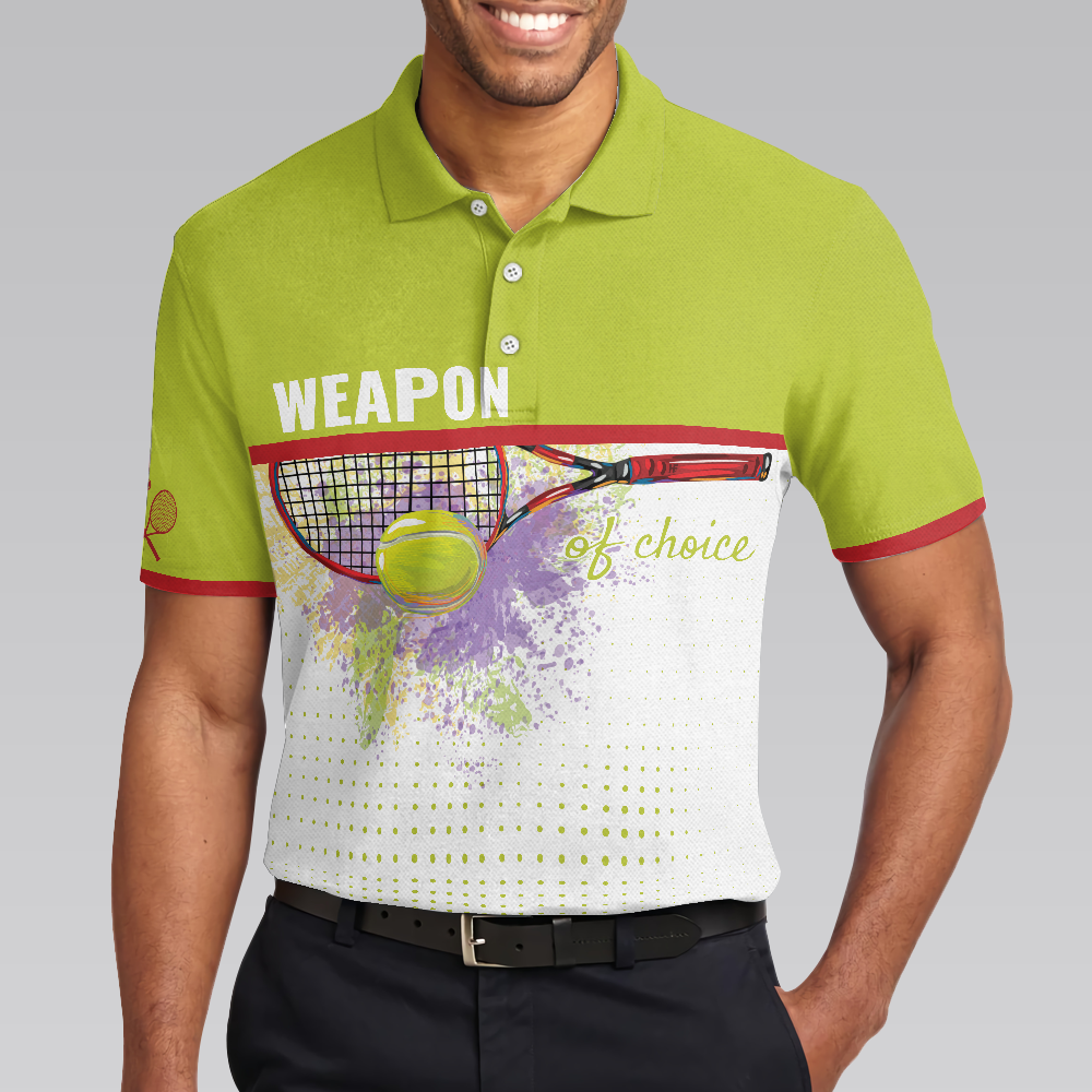 Weapon Of Choice Short Sleeve Polo Shirt Tennis Racket Hit The Ball Polo Shirt Best Golf Shirt For Men - 1