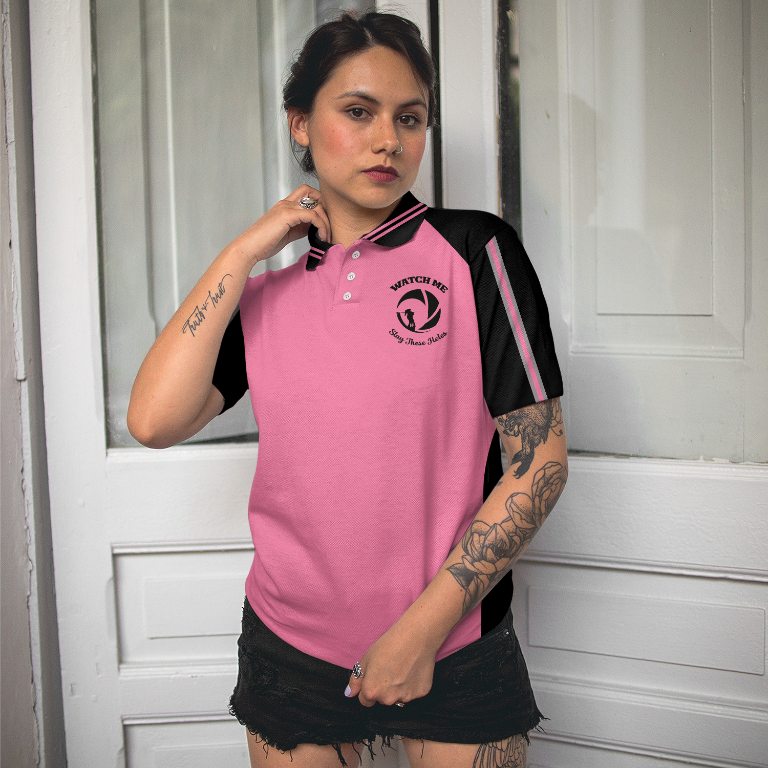 Watch Me Slay These Holes Short Sleeve Women Polo Shirt - 5