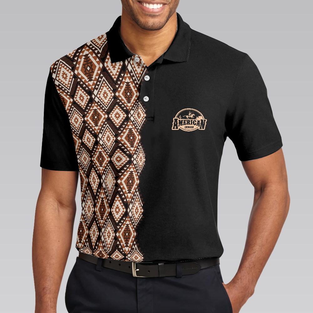 American Indian Polo Shirt Navajo Pattern Shirt For Men And Women American Themed Polo Style Shirt - 5