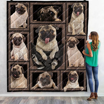 3D Pug Dog Picture Frames Ultra Soft Cozy Plush Premium Quilt Blanket Size Throw Twin Queen King Super King - 1