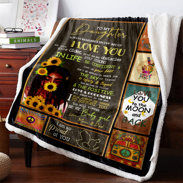 Blanket Black Hippe To My Daughter Love Mom  Dad  Quilt  Sherpa Fleece Blanket