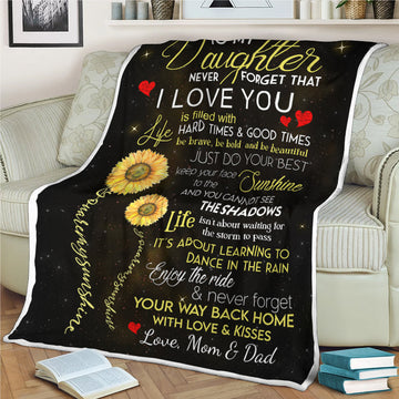 Blanket Daughter Mom  Dad You Are My Sunshine Quilt  Sherpa Fleece Blanket