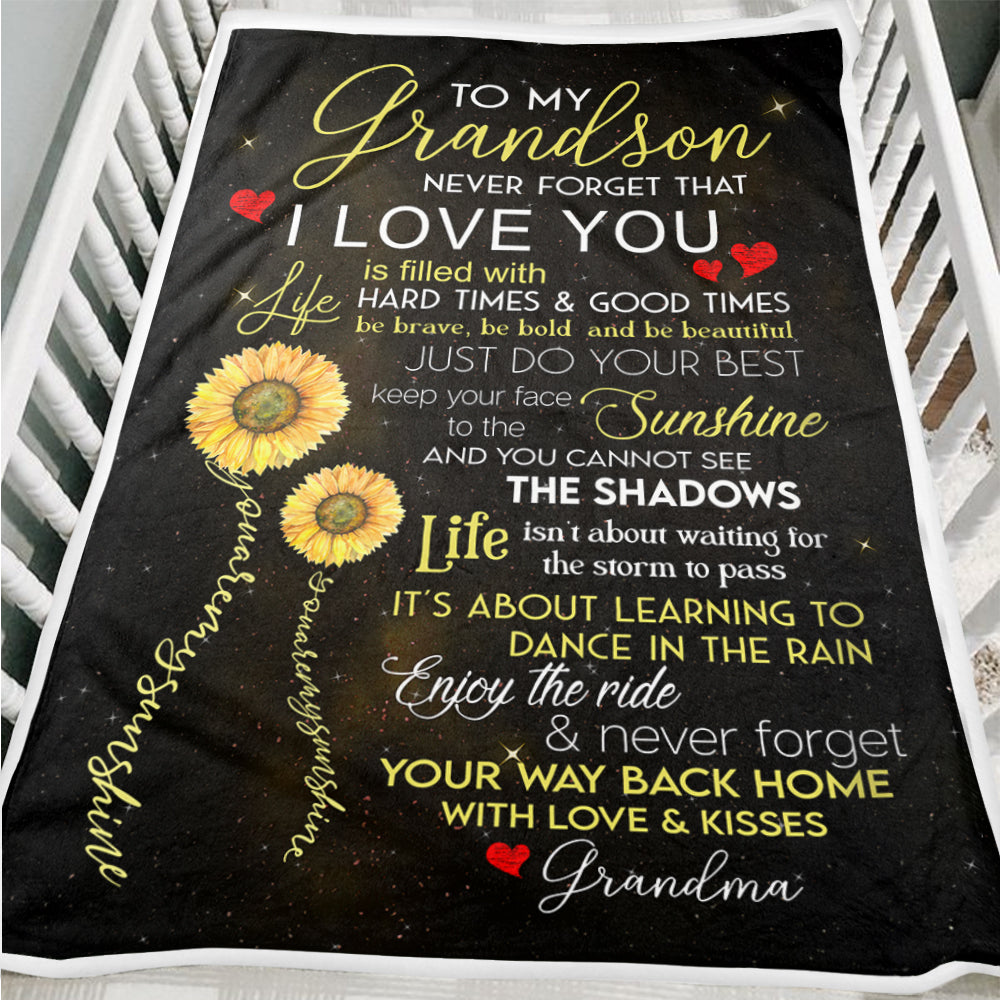 Blanket Grandson Grandma You Are My Sunshine Quilt  Sherpa Fleece Blanket
