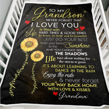 Blanket Grandson Grandma You Are My Sunshine Quilt  Sherpa Fleece Blanket