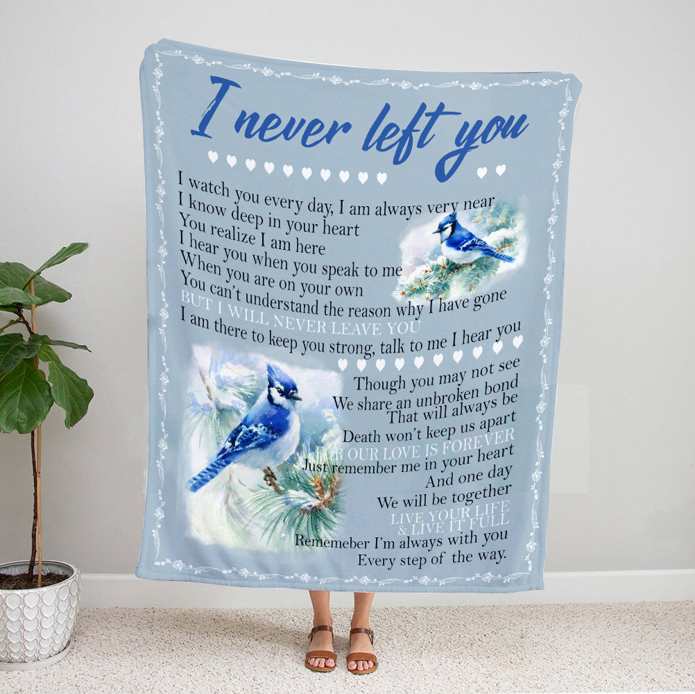 Blue Jay Bird I Never Left You Fleece Blanket - 1