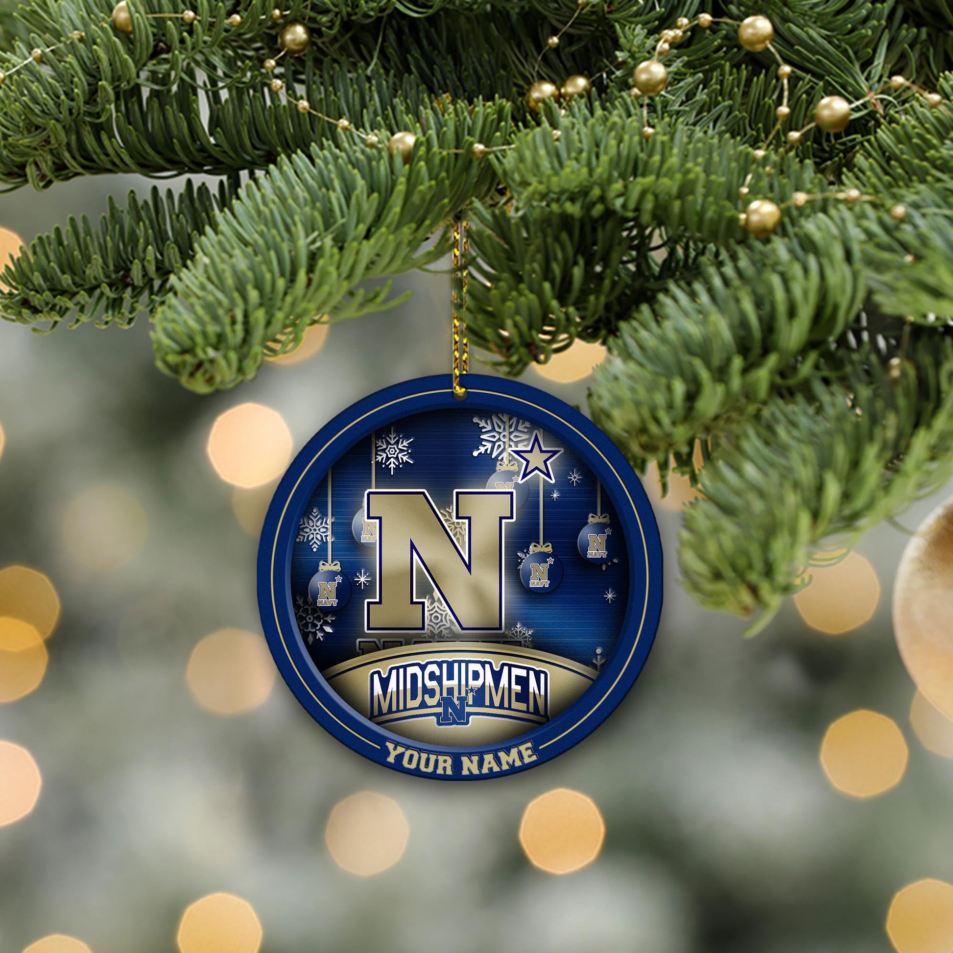 Navy Midshipmen Circle Aluminium Custom Ornament 2 Side Trending New Arrivals H52912 ETUG311023