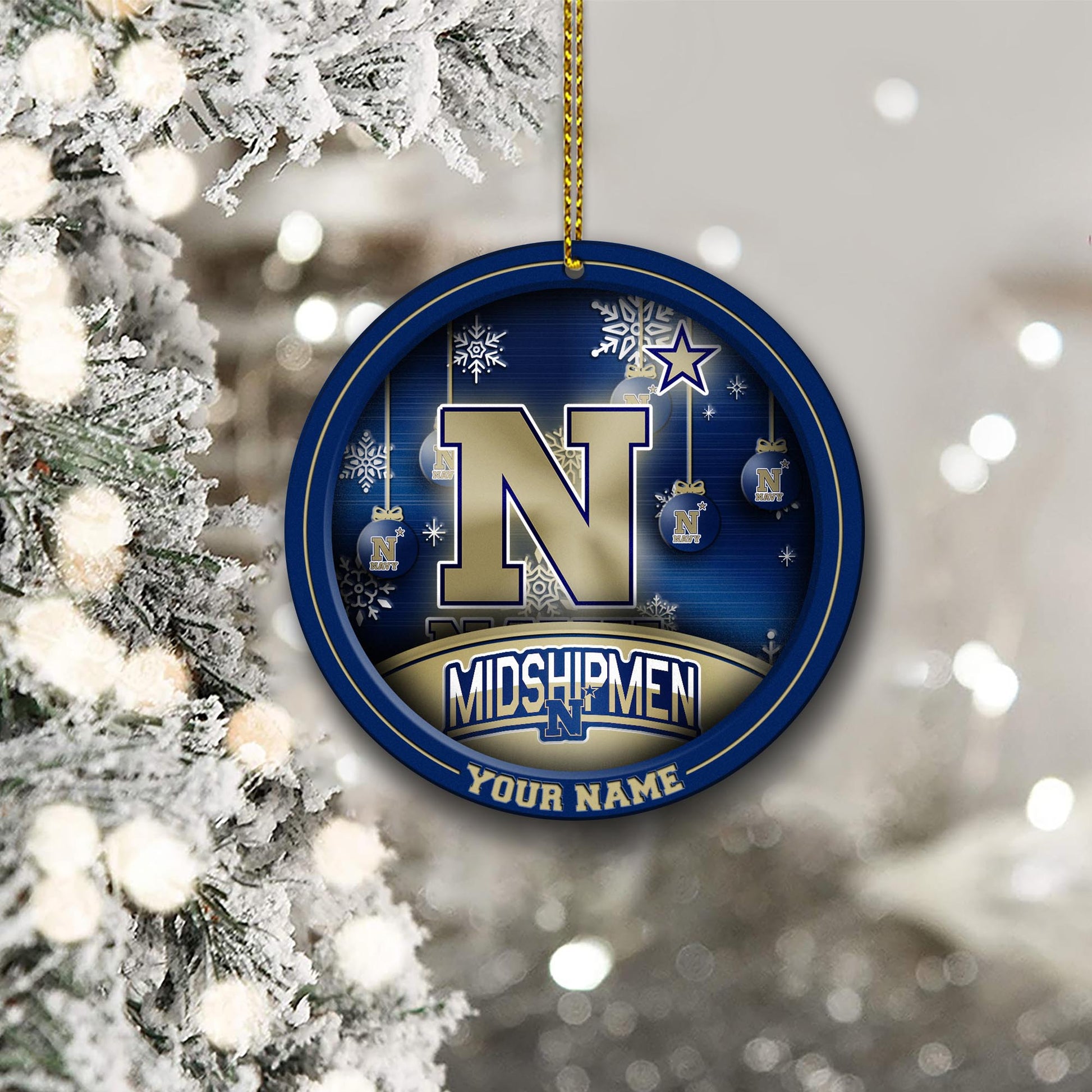 Navy Midshipmen Circle Aluminium Custom Ornament 2 Side Trending New Arrivals H52912 ETUG311023