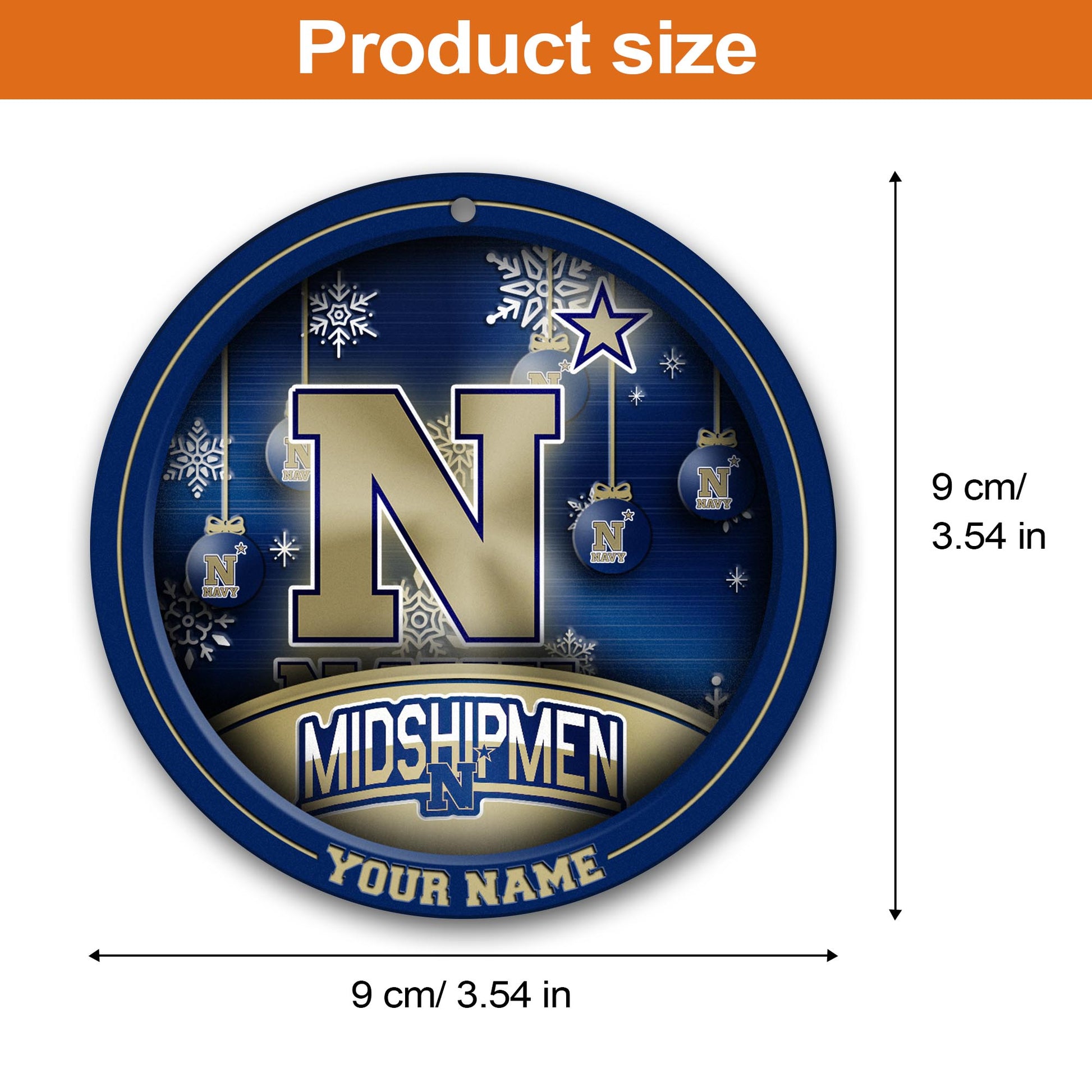 Navy Midshipmen Circle Aluminium Custom Ornament 2 Side Trending New Arrivals H52912 ETUG311023