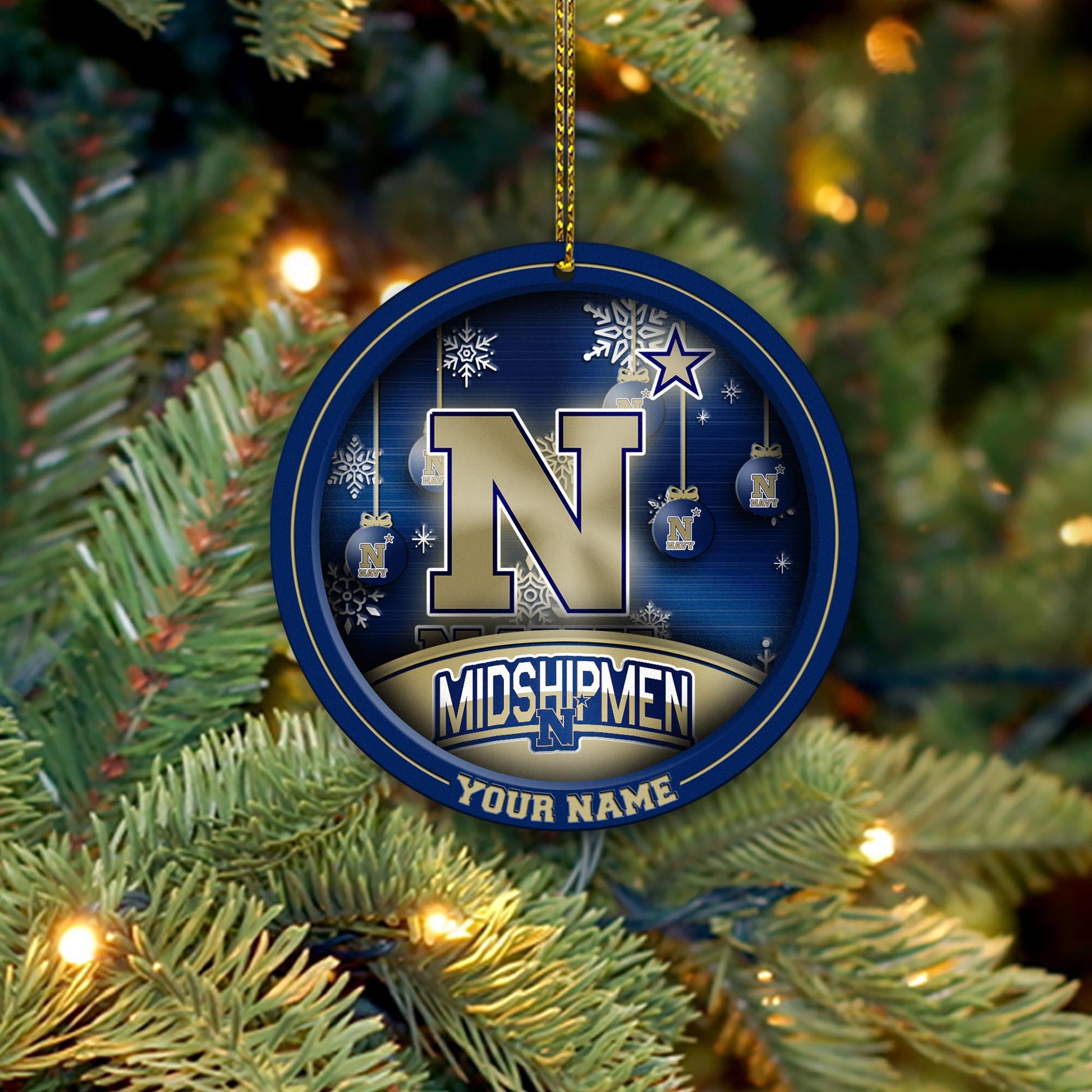 Navy Midshipmen Circle Aluminium Custom Ornament 2 Side Trending New Arrivals H52912 ETUG311023