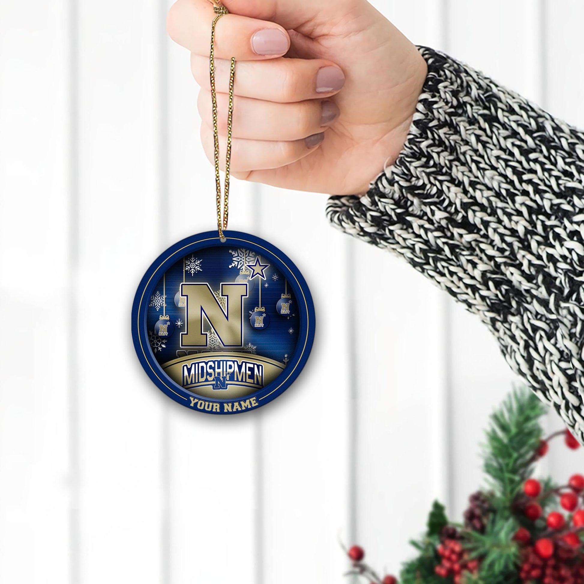 Navy Midshipmen Circle Aluminium Custom Ornament 2 Side Trending New Arrivals H52912 ETUG311023