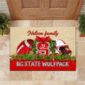 NC State Wolfpack Doormat Personalized Your Name, Sport Team Doormat, Christmas Gifts For Football Fan, Home Decor ETHY-52726