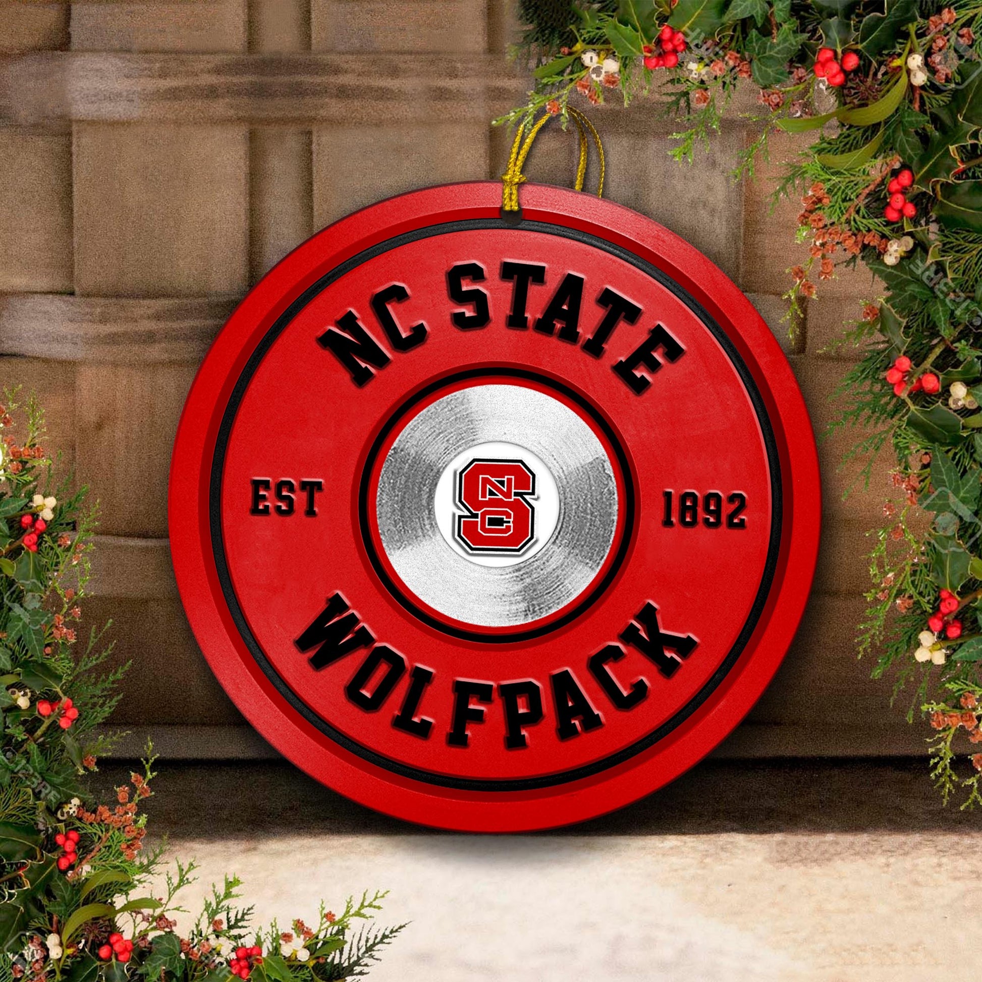 NC State Wolfpack Fitness Circle Aluminium Ornament 2 Side Trending New Arrivals H52883 ETUG311023