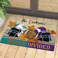 NCAA00-Welcome Fall Football House Divided Doormat - Custom name