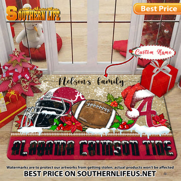 NCAA01-Alabama Crimson Football X-Mas Doormat - Custom name