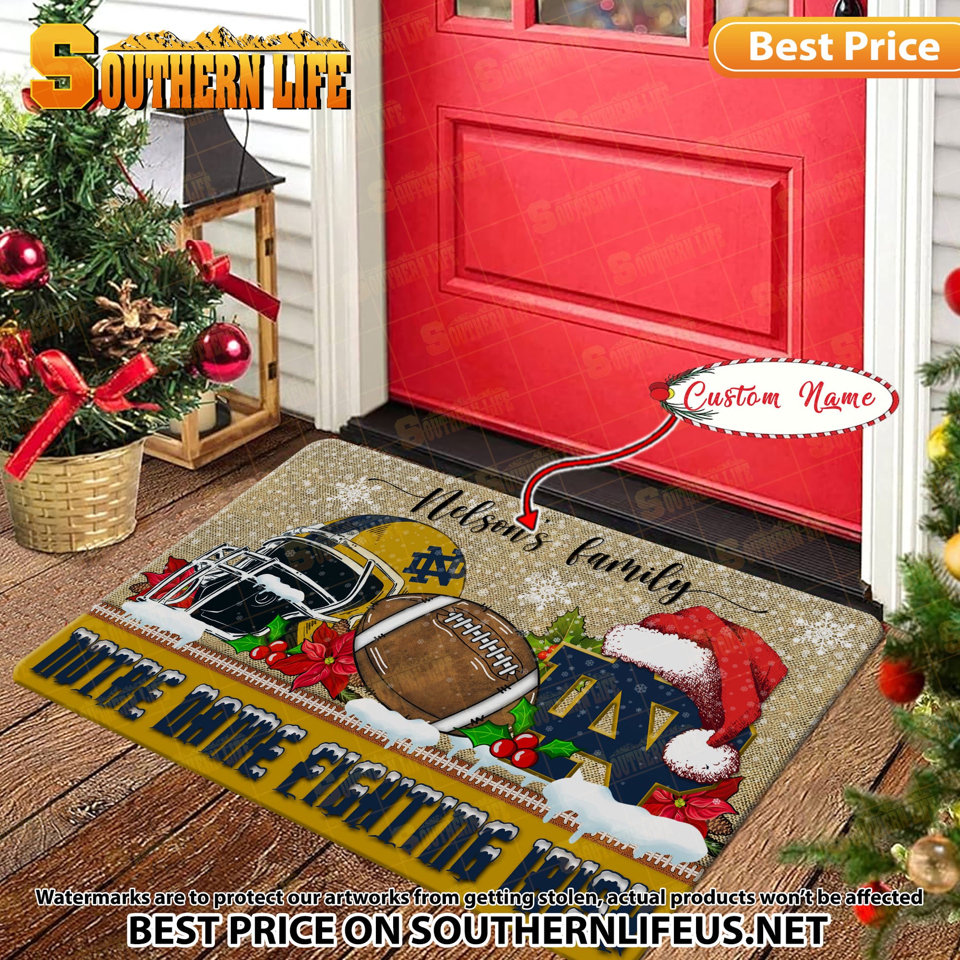 NCAA02-Notre Dame Fighting Irish Football X-Mas Doormat - Custom name