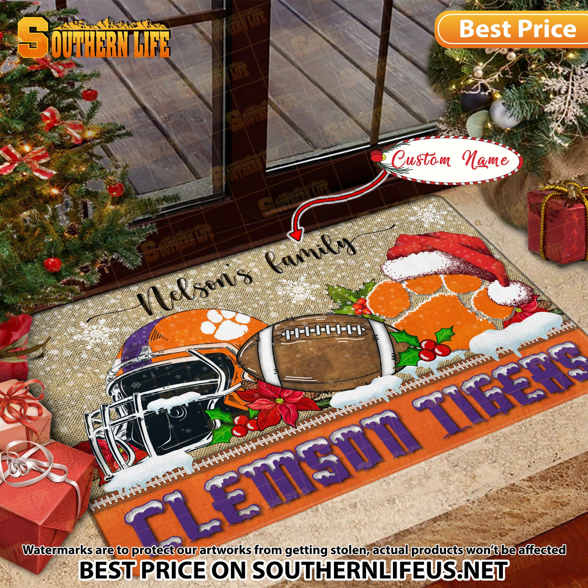 NCAA05-Clemson Tigers Football X-Mas Doormat - Custom name