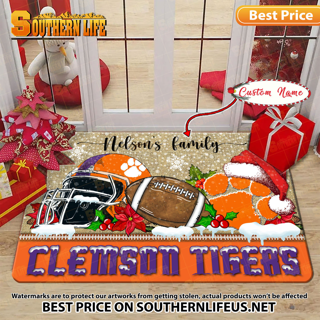 NCAA05-Clemson Tigers Football X-Mas Doormat - Custom name