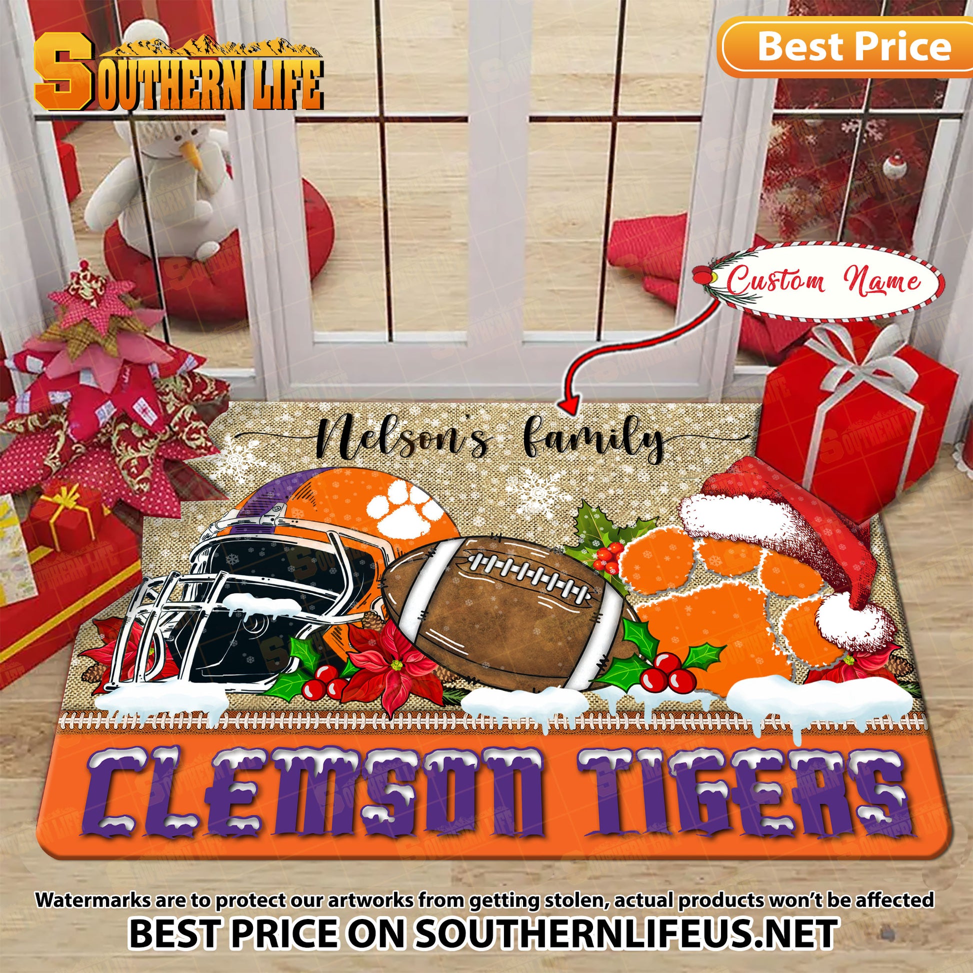 NCAA05-Clemson Tigers Football X-Mas Doormat - Custom name