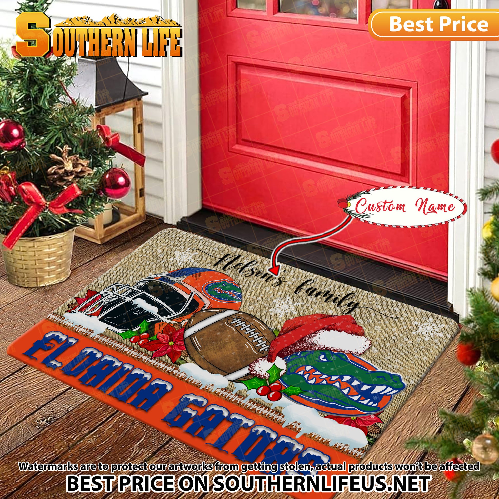 NCAA06-Florida Gators Football X-Mas Doormat - Custom name