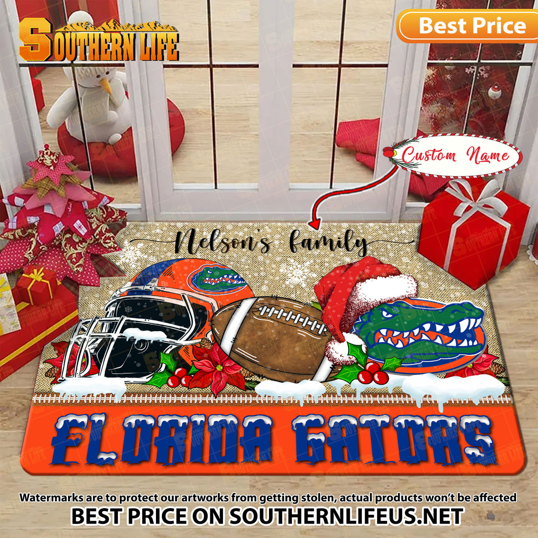 NCAA06-Florida Gators Football X-Mas Doormat - Custom name