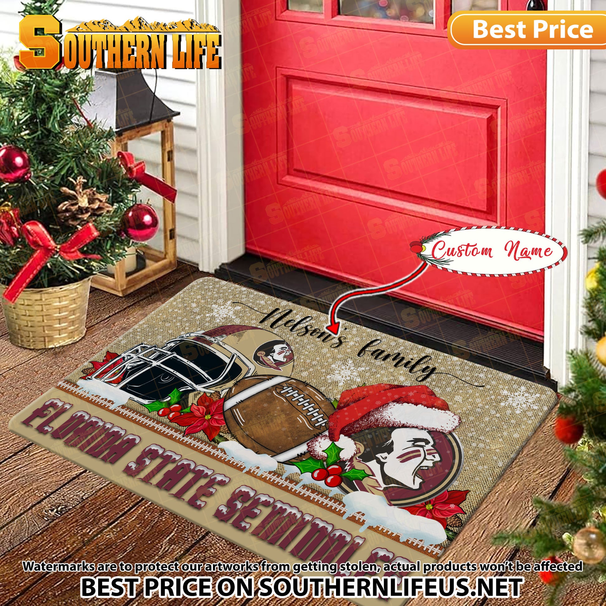 NCAA07-Florida State Seminoles Football X-Mas Doormat - Custom name