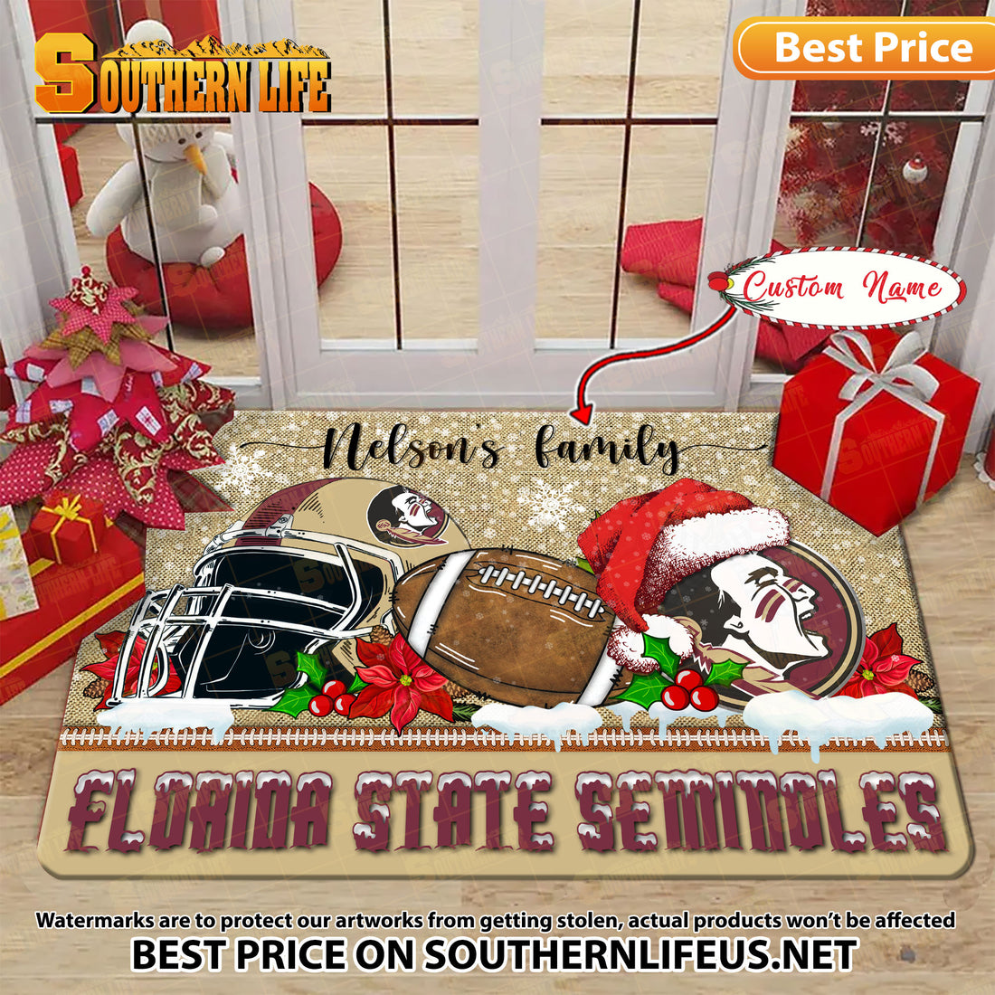 NCAA07-Florida State Seminoles Football X-Mas Doormat - Custom name
