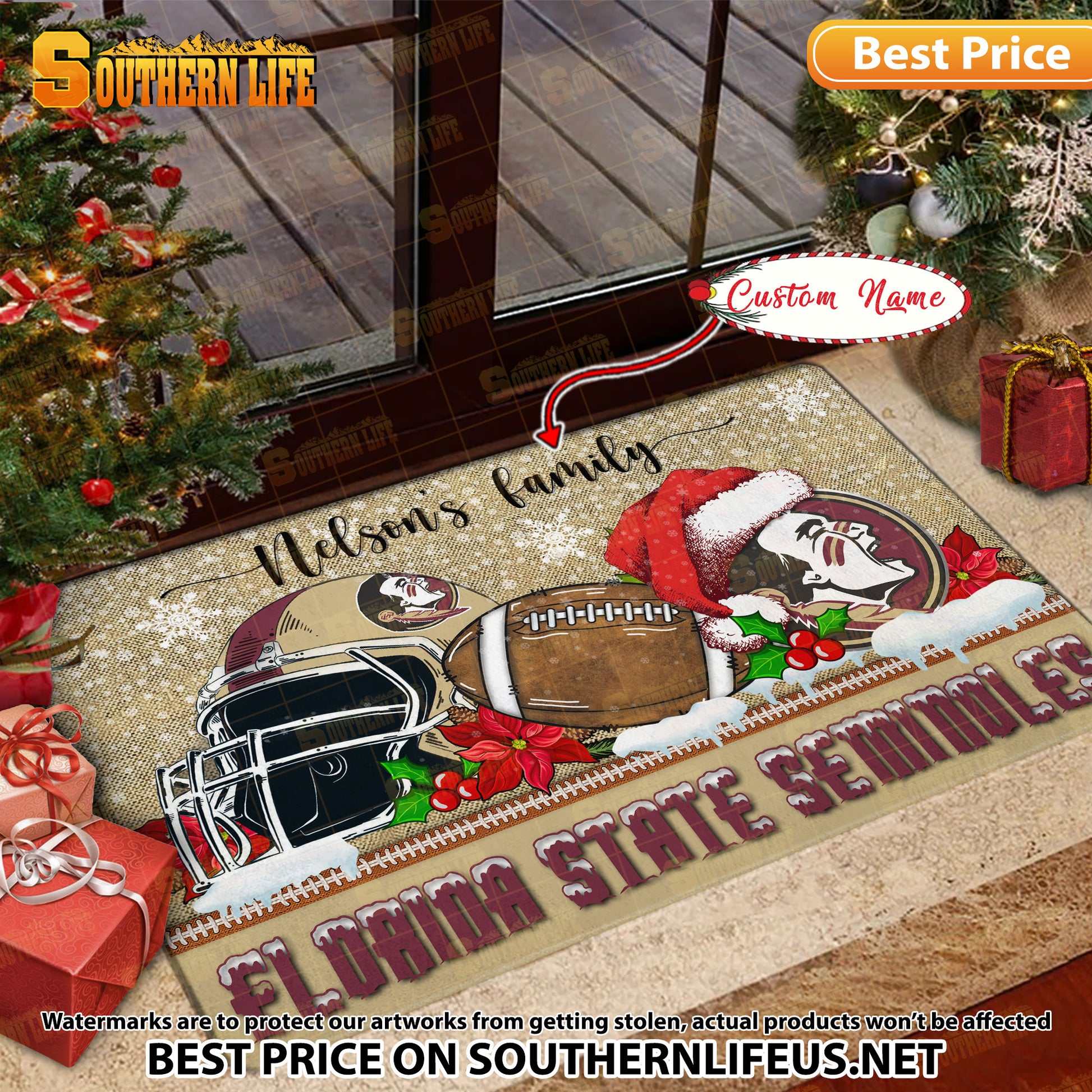 NCAA07-Florida State Seminoles Football X-Mas Doormat - Custom name