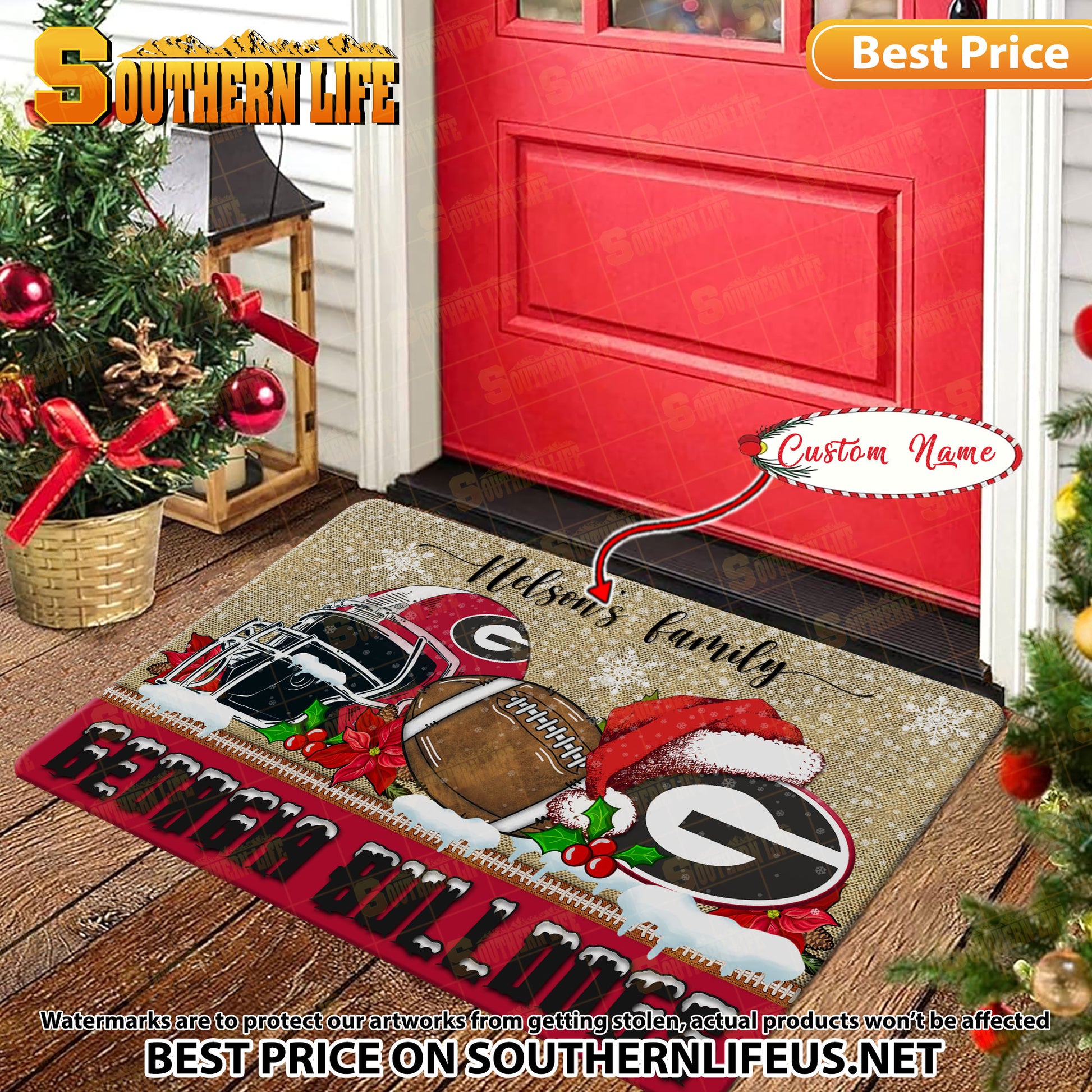 NCAA08-Georgia Bulldogs Football X-Mas Doormat - Custom name