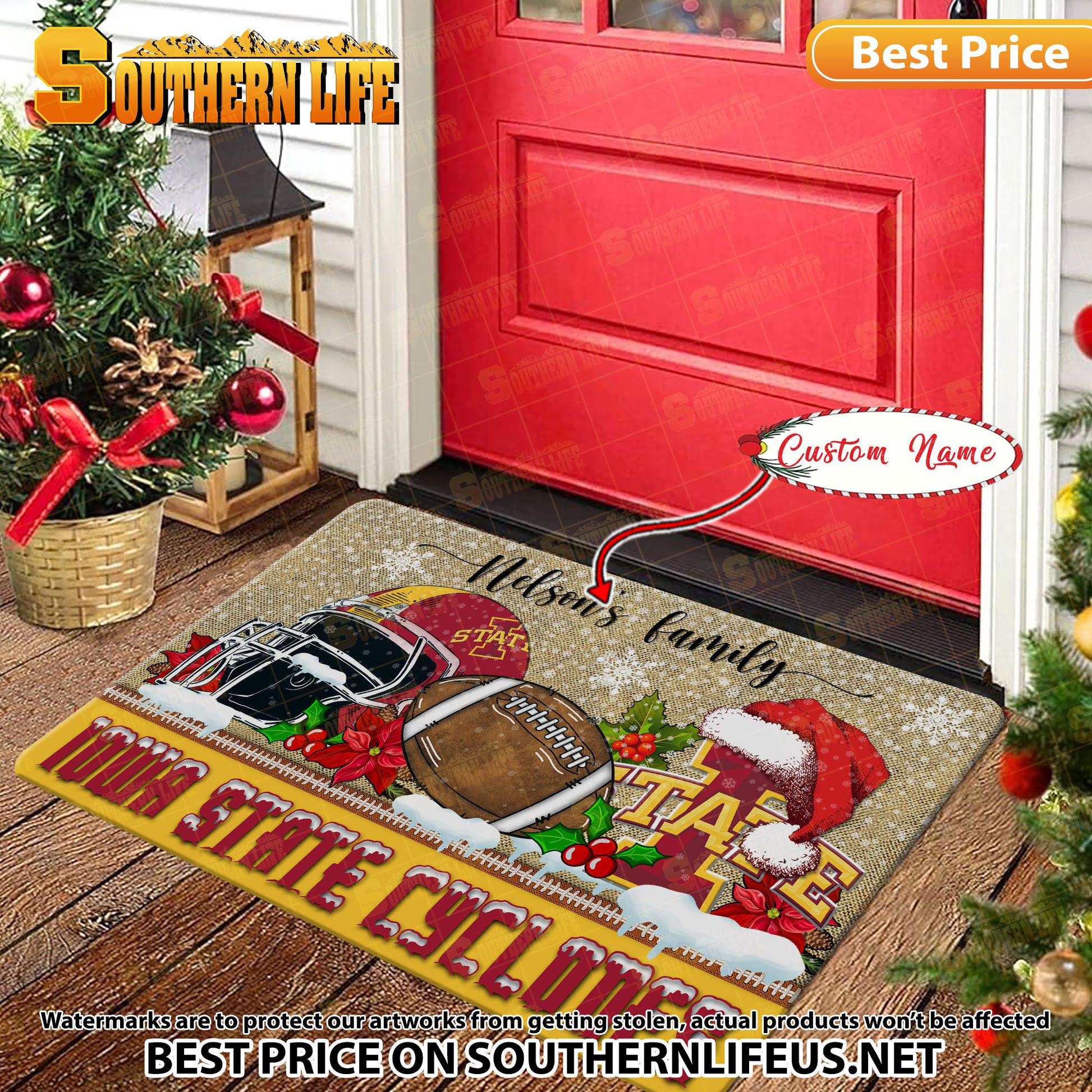 NCAA11-Iowa State Cyclones Football X-Mas Doormat – Custom name