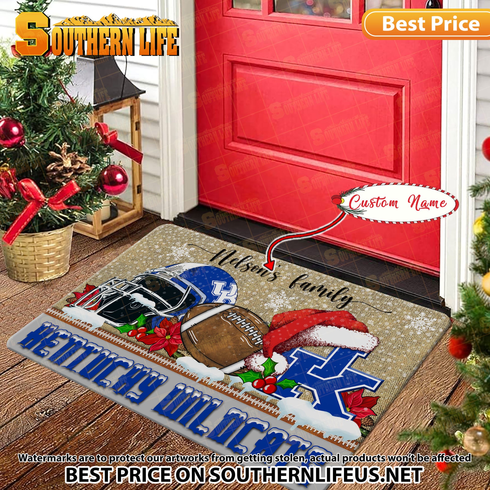 NCAA12-Kentucky Wildcats Football X-Mas Doormat – Custom name