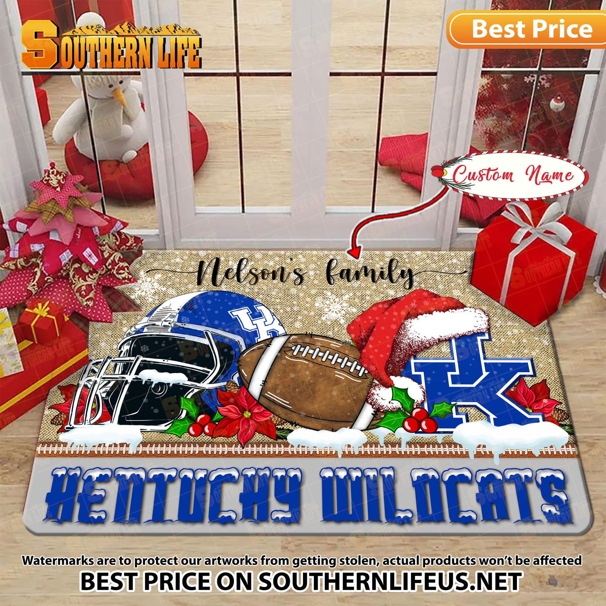 NCAA12-Kentucky Wildcats Football X-Mas Doormat – Custom name