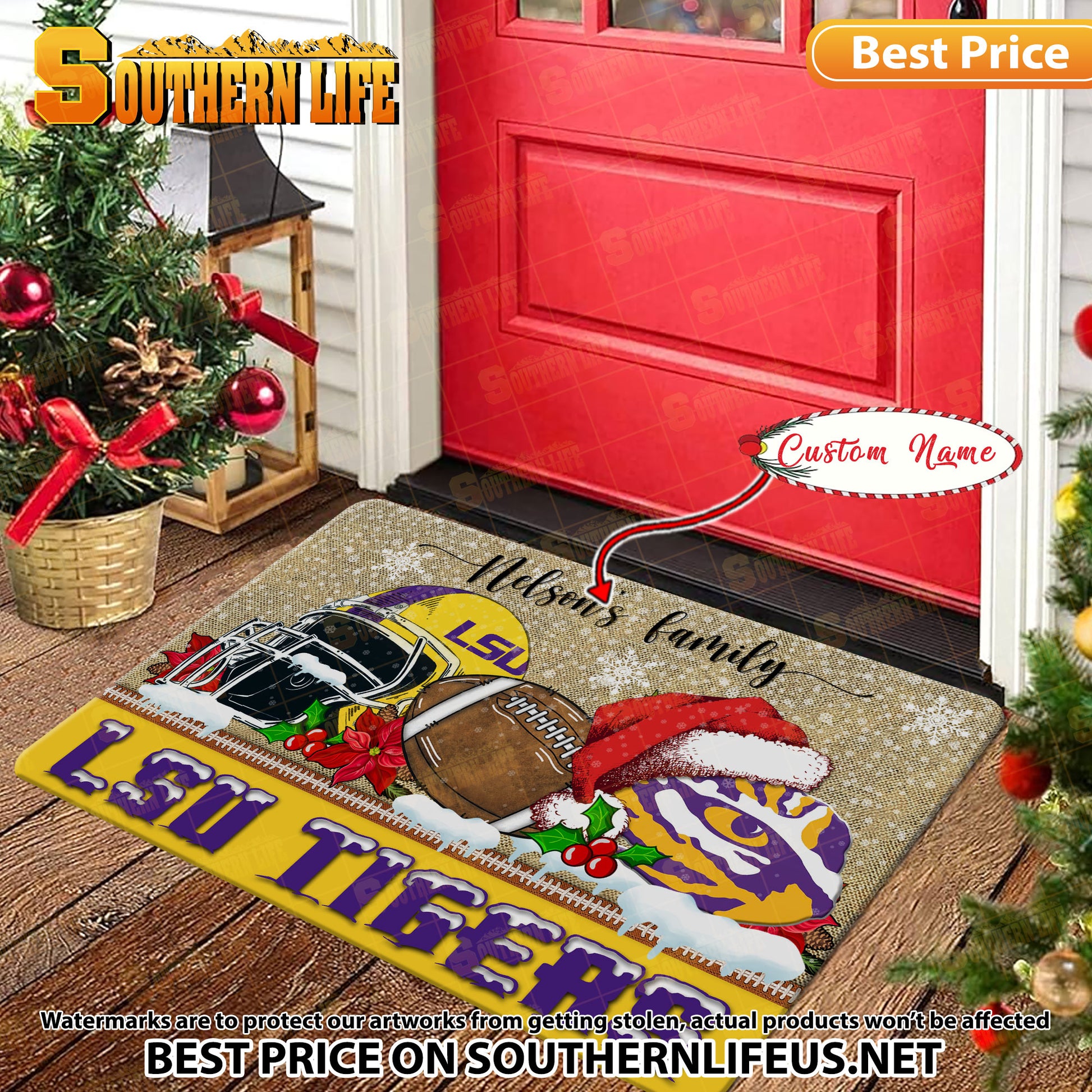 NCAA13-LSU Tigers Football X-Mas Doormat – Custom name