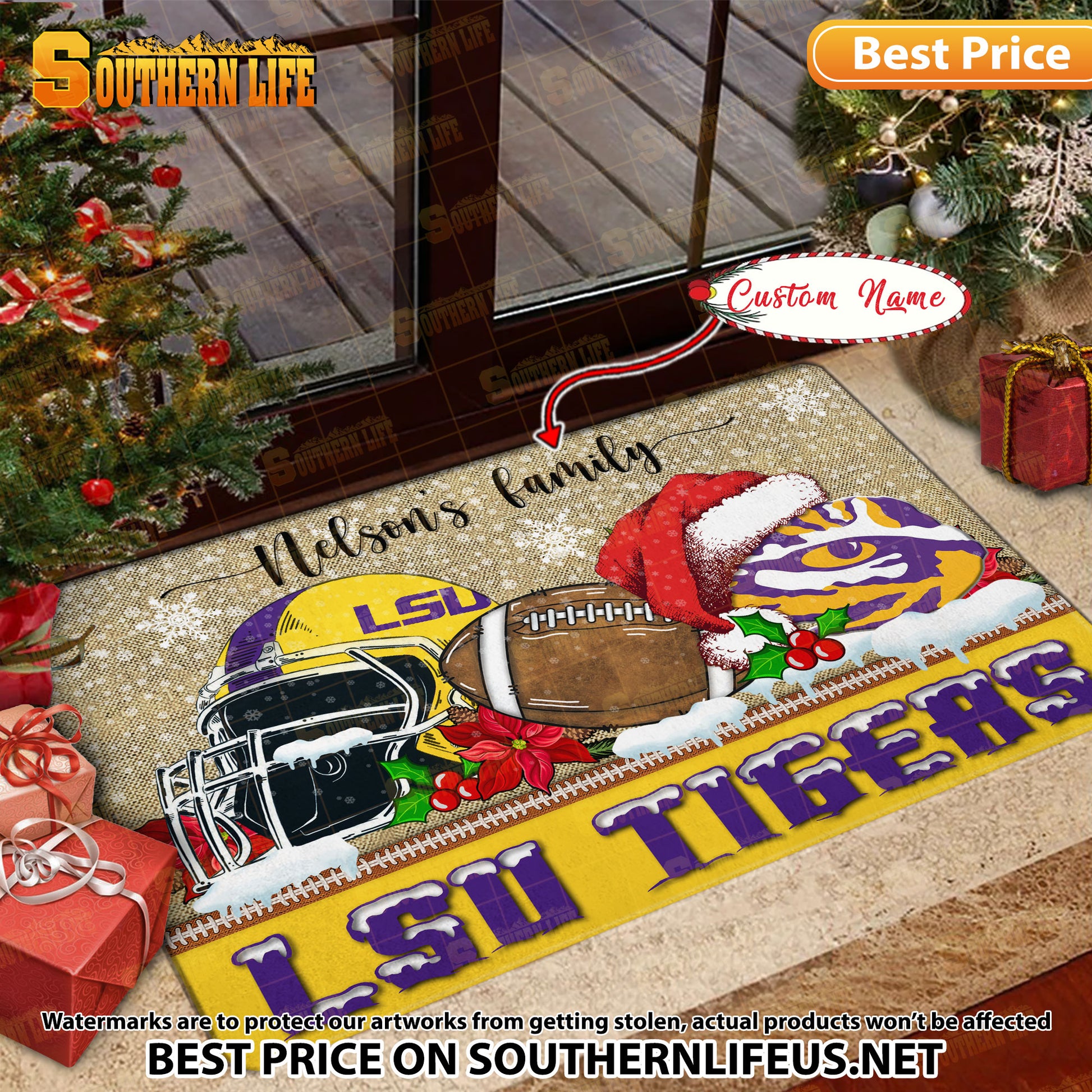 NCAA13-LSU Tigers Football X-Mas Doormat – Custom name