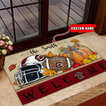 NCAA15-South Carolina Gamecocks Welcome Fall Football Doormat - Custom name
