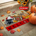NCAA18-NC State Wolfpack Welcome Fall Football Doormat - Custom name
