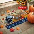 NCAA20-North Carolina Tar Heels Welcome Fall Football Doormat - Custom name