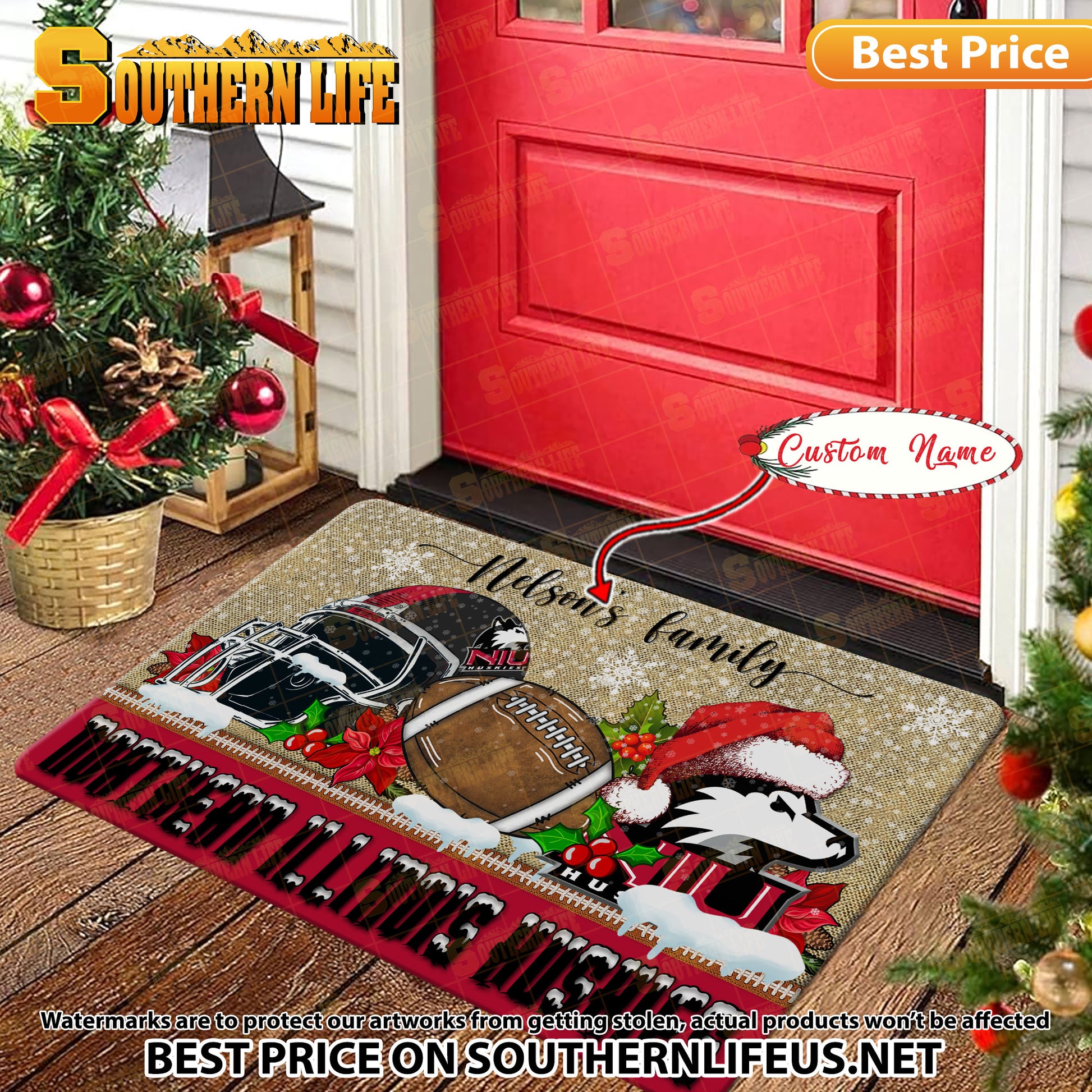 NCAA21-Northern Illinois Huskies Football X-Mas Doormat – Custom name