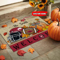 NCAA22-Arkansas Razorbacks Welcome Fall Football Doormat - Custom name