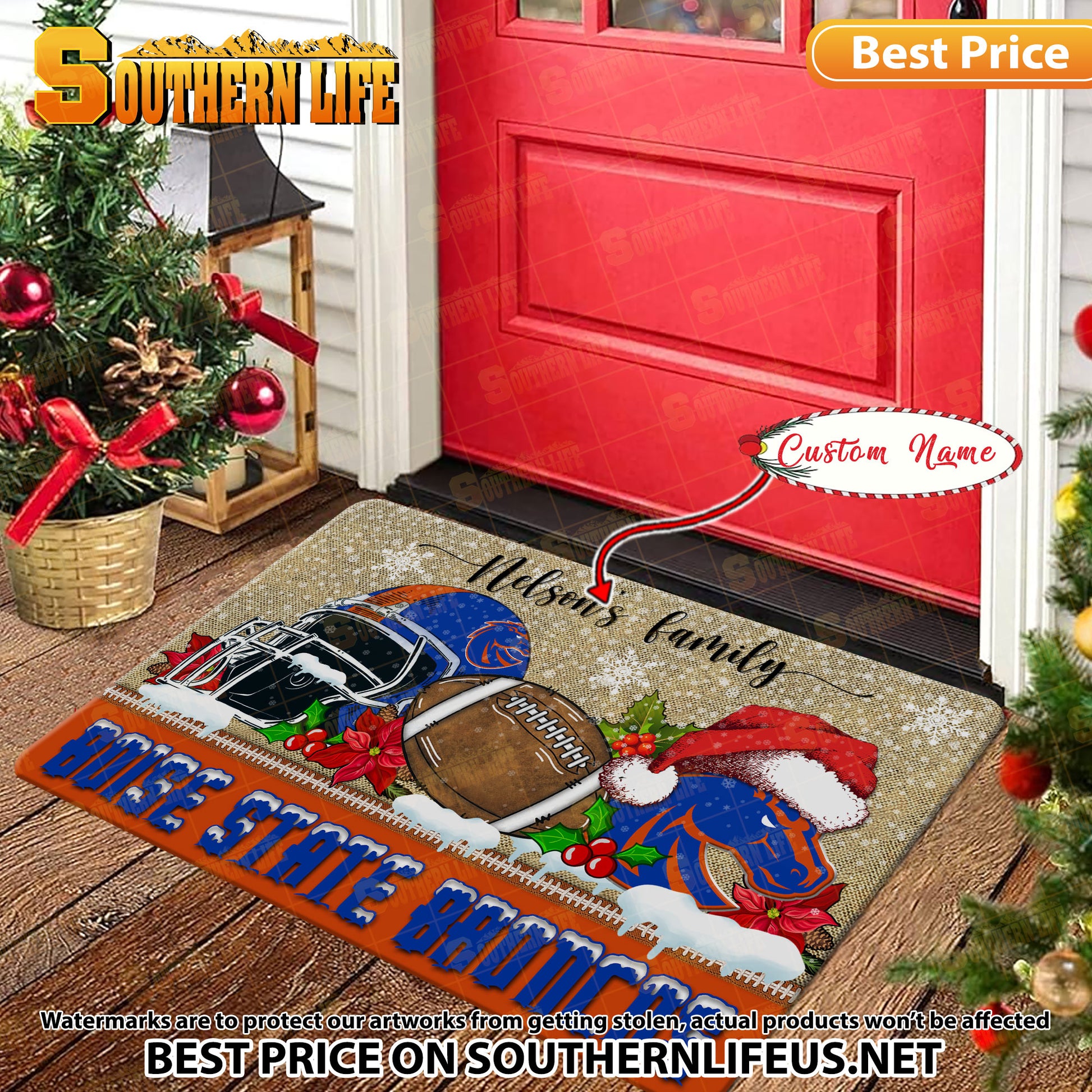 NCAA23-Boise State Broncos Football X-Mas Doormat – Custom name