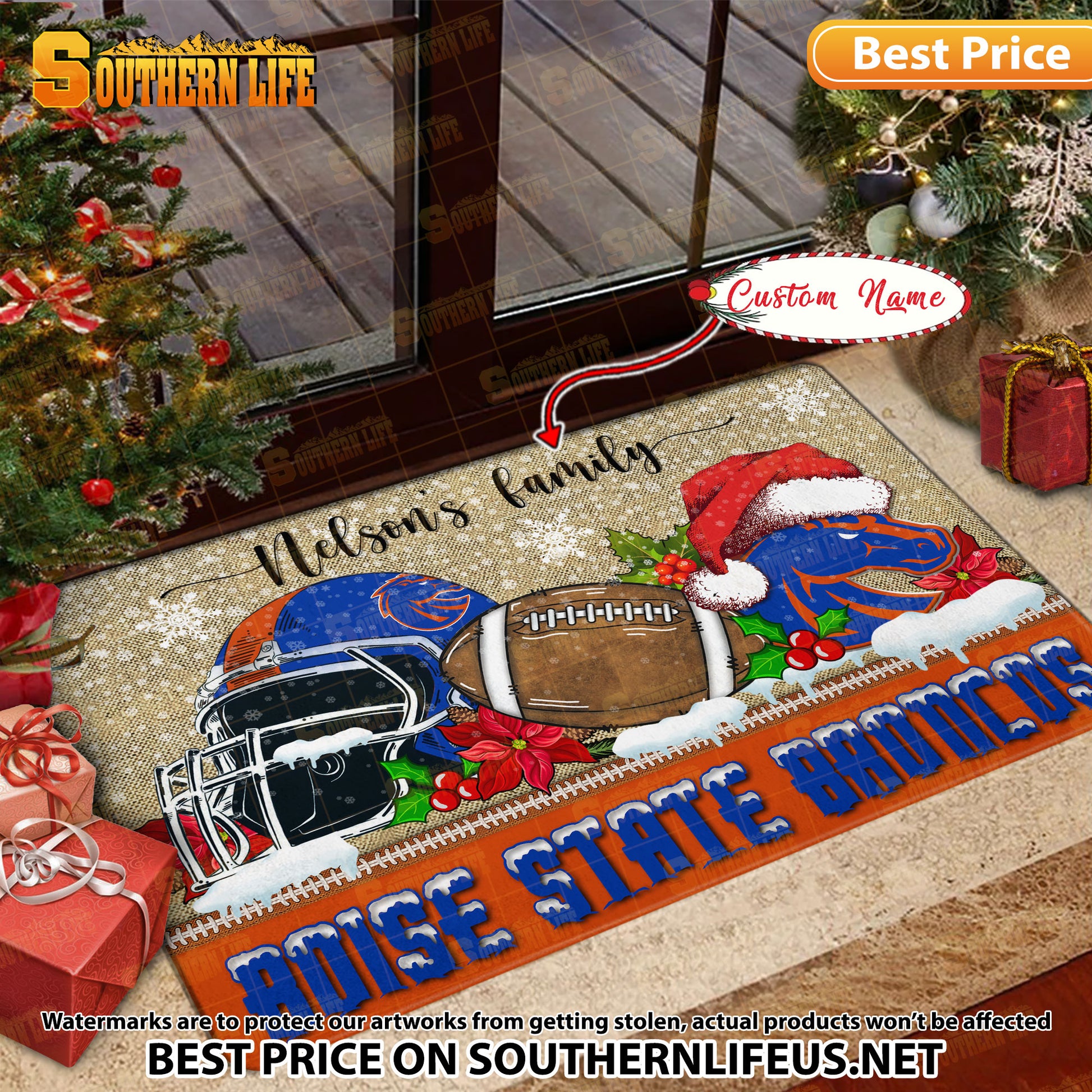 NCAA23-Boise State Broncos Football X-Mas Doormat – Custom name