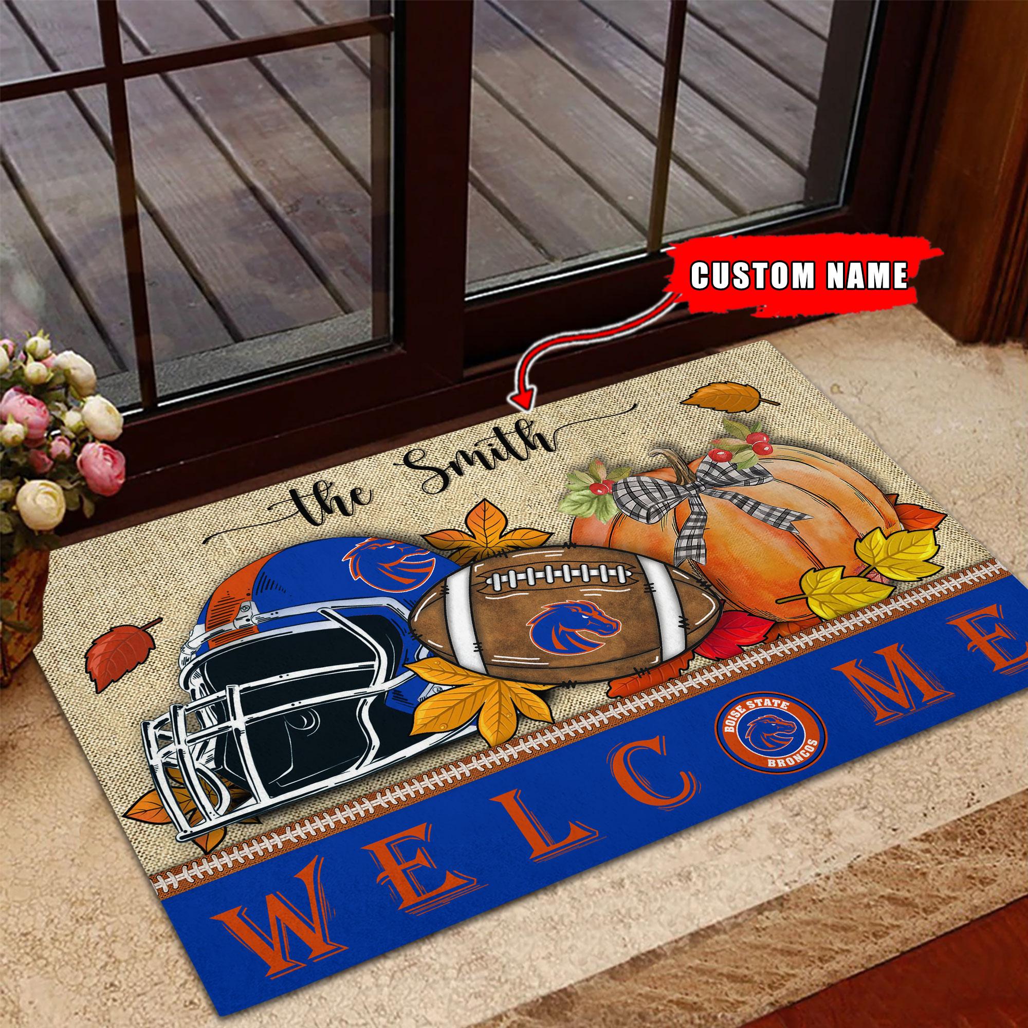 NCAA23-Boise State Broncos Welcome Fall Football Doormat - Custom name