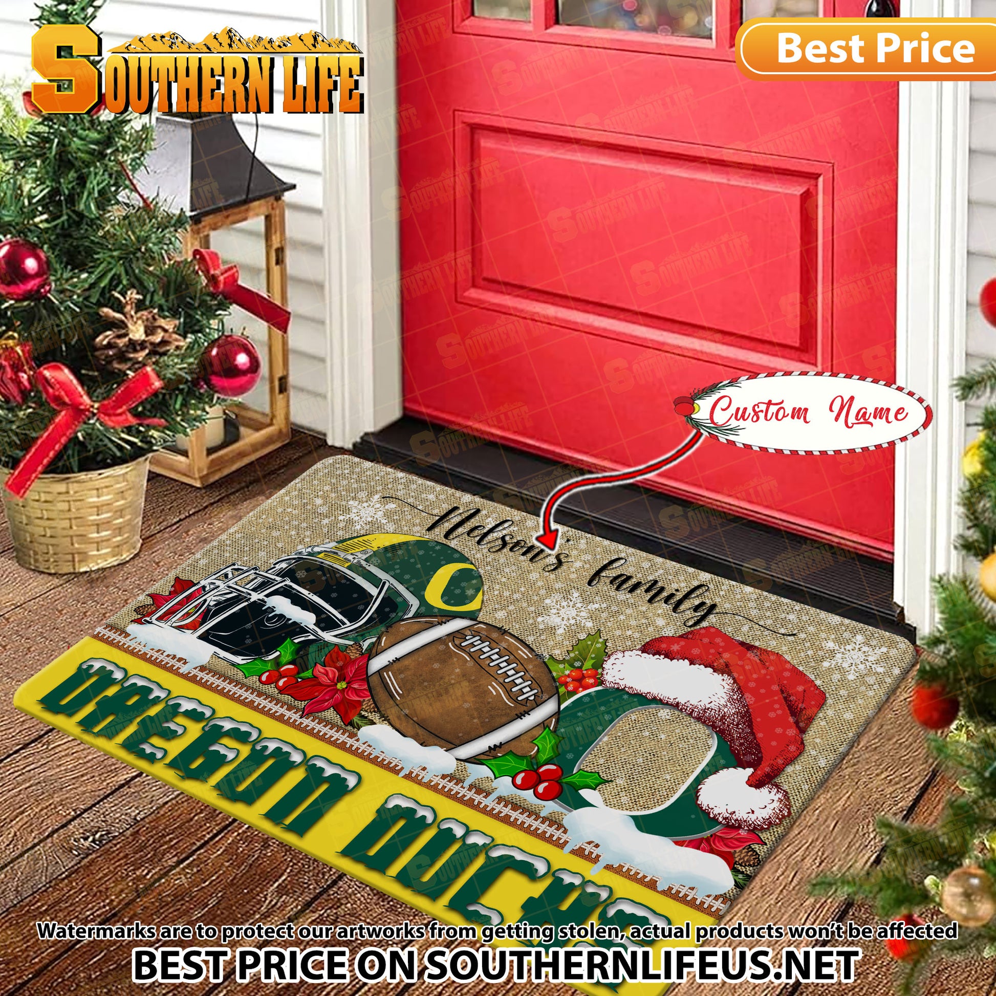 NCAA26-Oregon Ducks Football X-Mas Doormat – Custom name