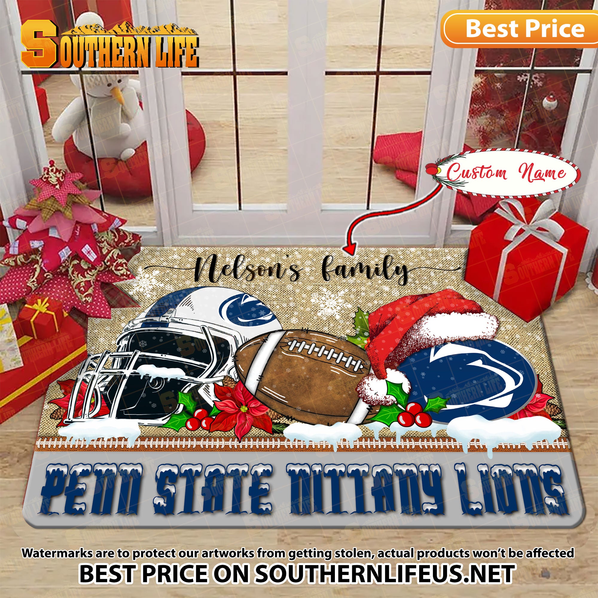 NCAA27-Penn State Nittany Lions Football X-Mas Doormat – Custom name