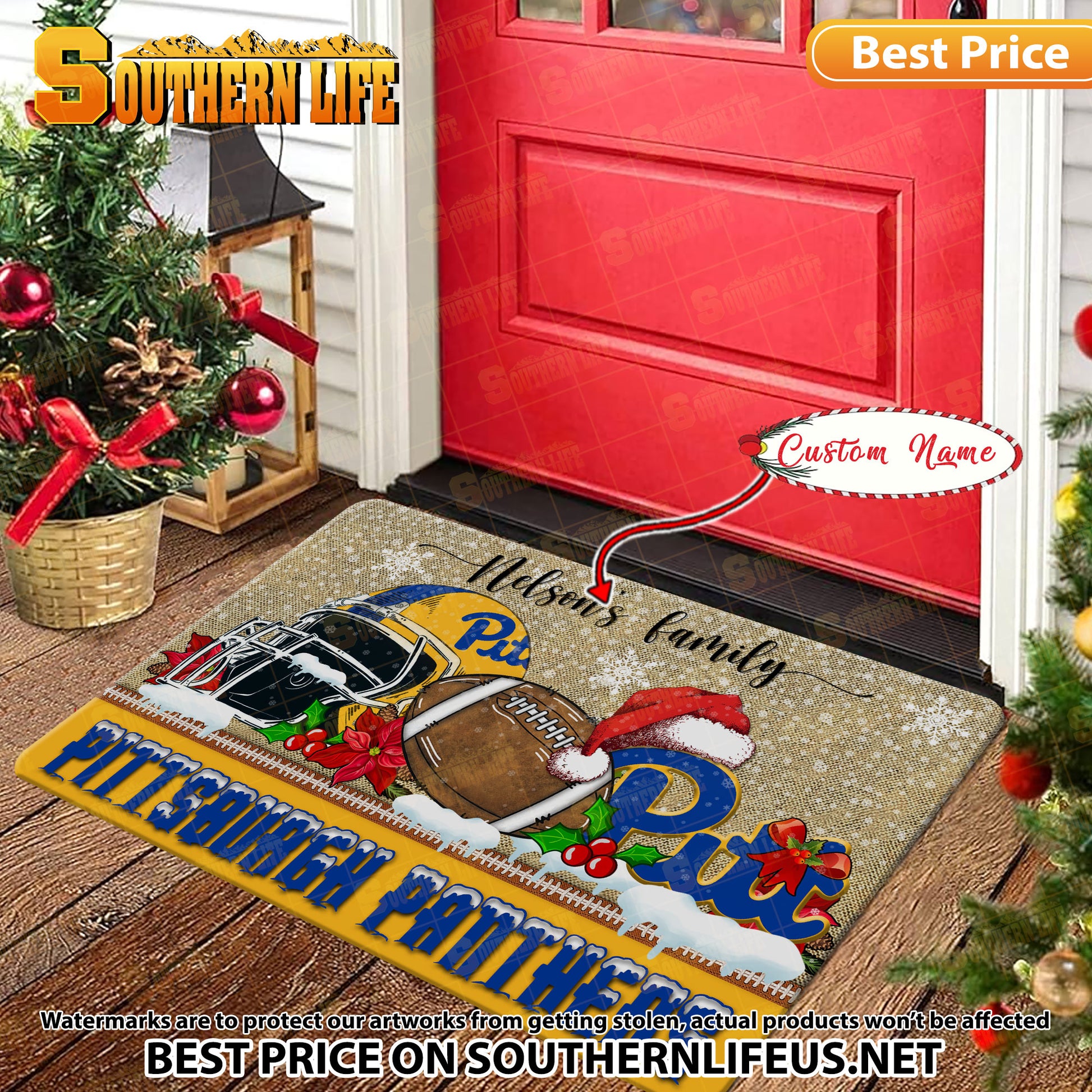 NCAA28-Pittsburgh Panthers Football X-Mas Doormat – Custom name