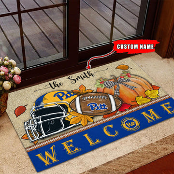 NCAA28-Pittsburgh Panthers Welcome Fall Football Doormat - Custom name