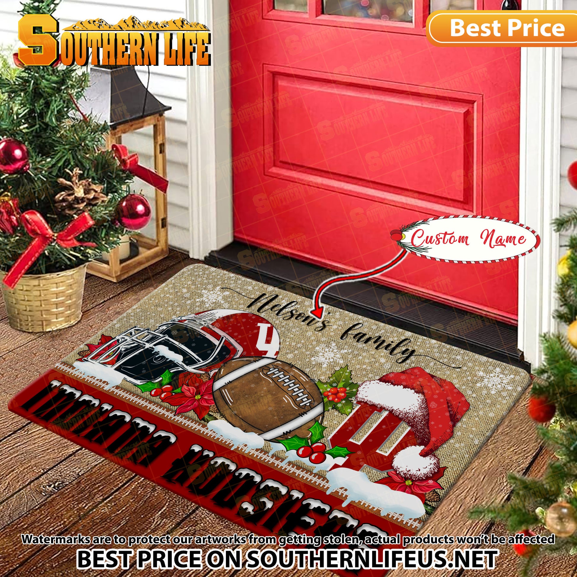 NCAA30-Indiana Hoosiers Football X-Mas Doormat – Custom name