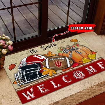 NCAA30-Indiana Hoosiers Welcome Fall Football Doormat - Custom name