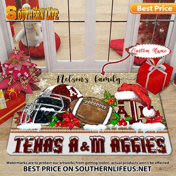 NCAA31-Texas A&M Aggies Football X-Mas Doormat – Custom name