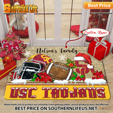 NCAA34-USC Trojans Football X-Mas Doormat – Custom name