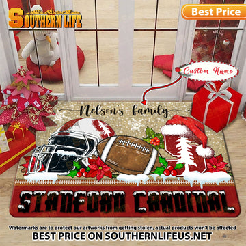 NCAA35-Stanford Cardinal Football X-Mas Doormat – Custom name